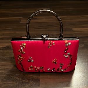 Valerie Stevens red embroidered vintage purse